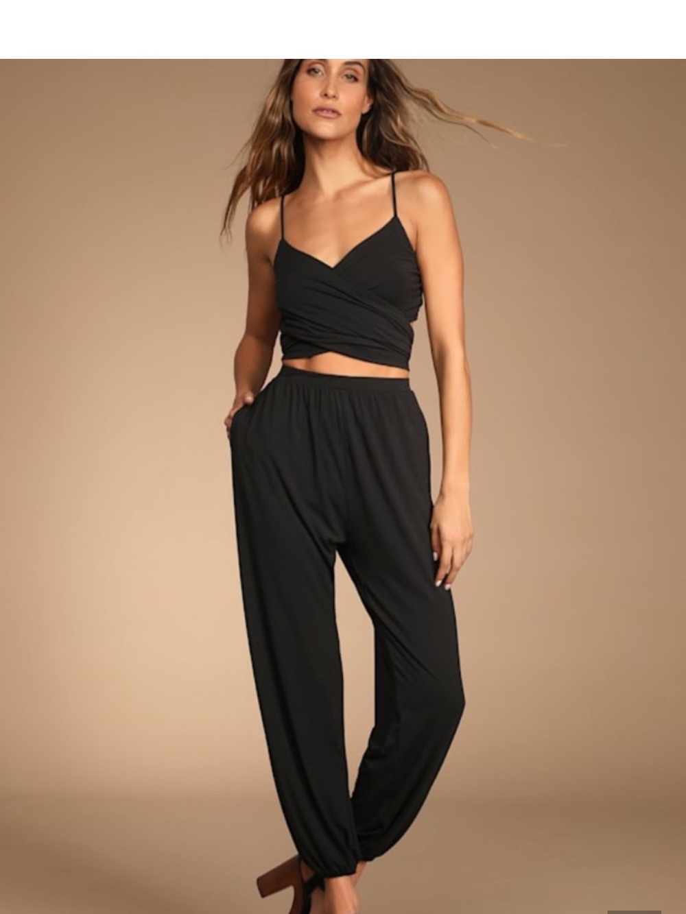 Lulus two piece jump suit with tie.
